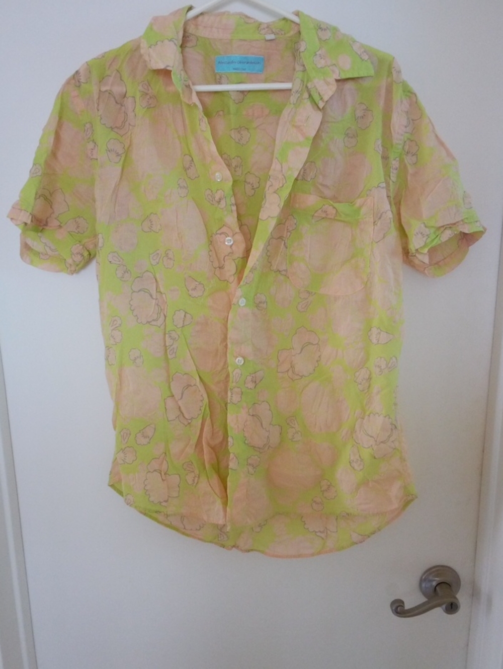 Alessandro Gherardeschi Floral Button-Up in Peach & Lime